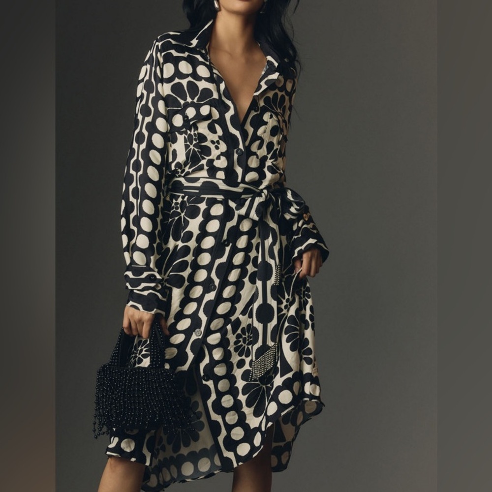 Farm Rio Palermo Long-Sleeve Belted Midi Dress Size XS - Picture 3 of 15